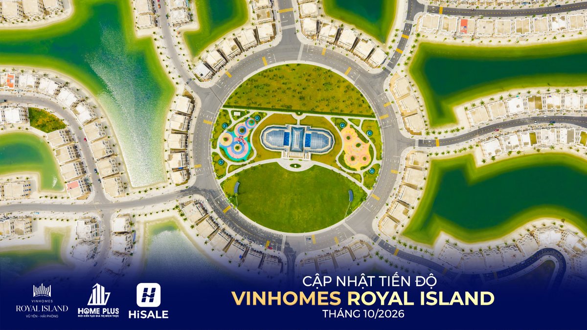 Ảnh flycam Vinhomes Royal Island tháng 10/2026